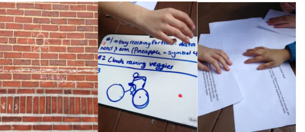 Figure 1. Some of the sketches students created (photos by Emily Bhargava).