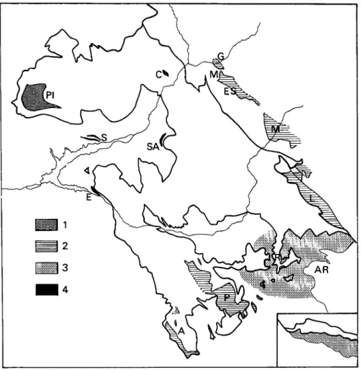 Fig. 30. — Faciès du Crétacé supérieur en Embrunais - Ubaye  (Autochtone et Pennique externe)