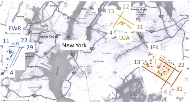 Figure  1.2.5:  Layout  of  EWR,  JFK,  and  LGA  in  the  New  York  Metroplex.