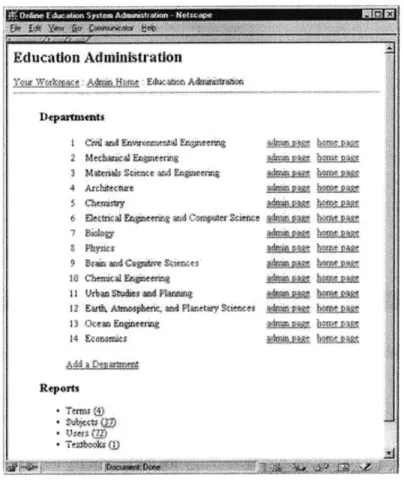 Figure 2.8:  System  Administrators get  a top-down  view  of the system's  departments, users and subjects.
