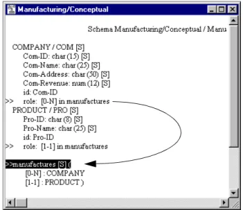 Figure 2.13 -  We reach rel-type  manufactures  by right-clicking on the role of  COMPANY .