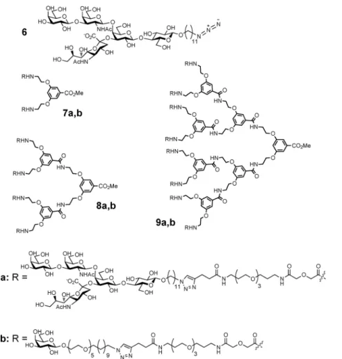 Fig. 4 Structures of GM1os- (7a, 8a and 9a) and galactose (7b, 8b and 9b)-based inhibitors of cholera toxin binding.