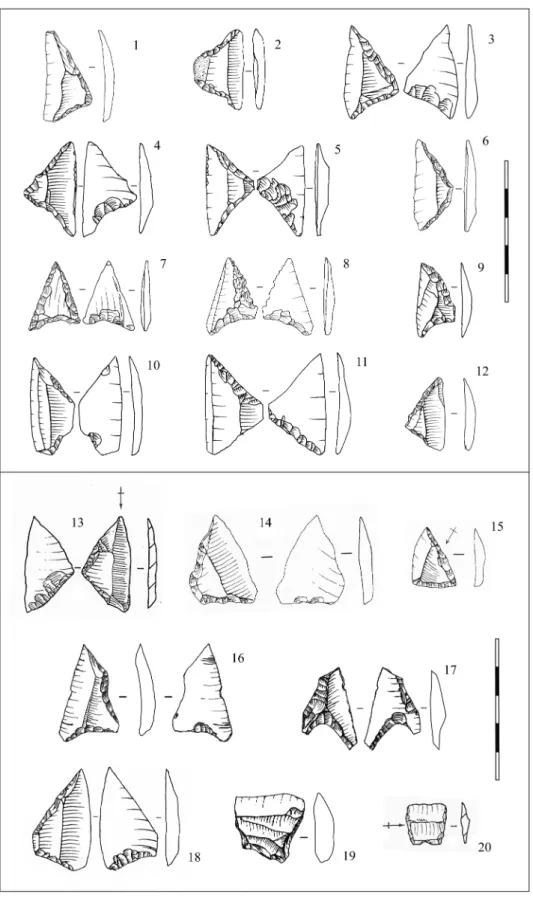 Fig. 5 – Armatures de flèches du Rubané et du VSG de la vallée de l’Aisne.