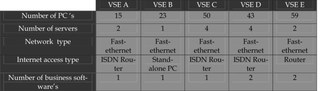 Figure 6: Compositions of the IT infrastructure by encountered companies 