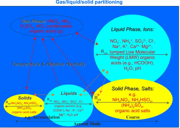 Fig. 2. Schematic description of the compounds and gas-aerosol partitioning processes included in EQSAM2.