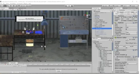 Figure 52: The creation of the virtual environment by Unity 3D  4.3.1.1  3D Parts 