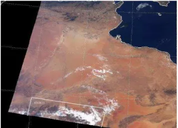 Fig. 18. MODIS image over the Sahara co-located with SCIA- SCIA-MACHY orbit 7591 (13 August 2003; 9 h 45)