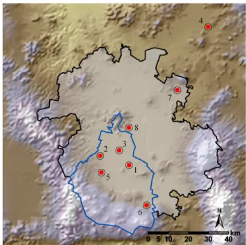 Fig. 1. Sampling sites during MCMA-2002 and MCMA-2003 field campaigns. Points indicate the location of the sampling sites and numbers correspond to the sites listed in Table 1