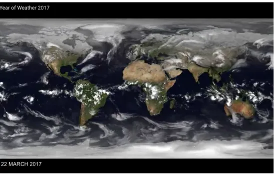 Fig. 1.1 Snapshot from the 2017 “Year of Weather” online one-year long animation of high clouds from satellites
