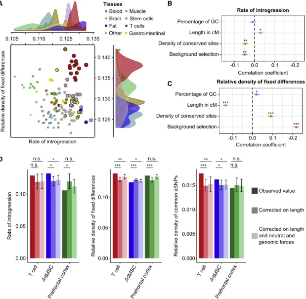 Figure 4. Factors Shaping Human-Neanderthal Divergence and Archaic Introgression at Enhancers
