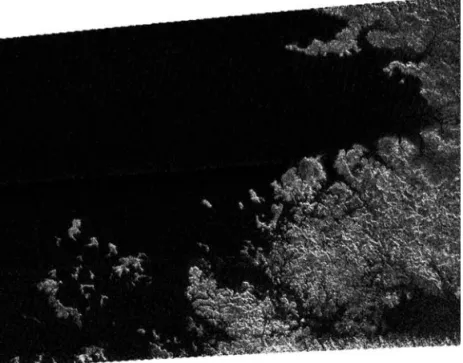 Figure 4 : Image radar d’une région proche du pôle nord de Titan, prise par la sonde Cassini