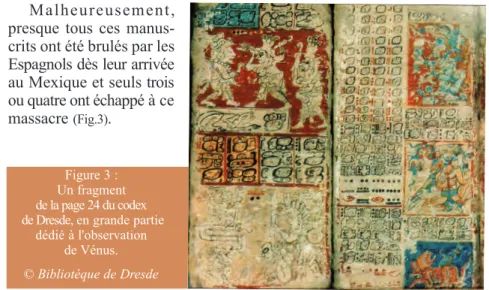 Figure 3 :  Un fragment  de la page 24 du codex de Dresde, en grande partie