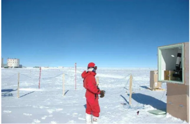 Figure 2. The ASTEP South design : a 10 cm refractor, a front-illuminated 4k x 4k CCD camera, and a simple mount in a thermalized enclosure