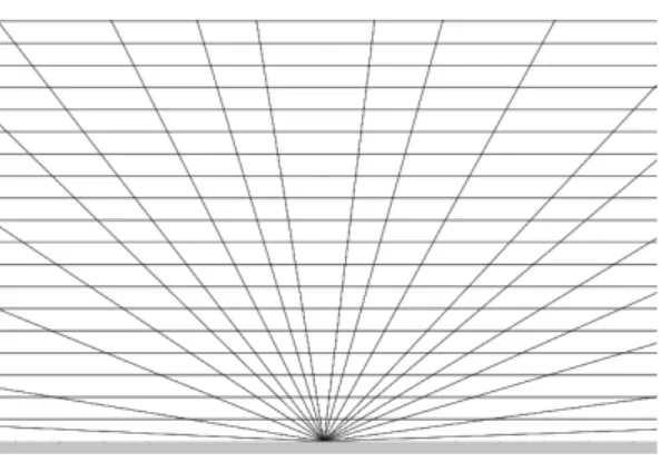 Figure 5.1: Grid on H 2 by the vector fields X R = ∂ x and Y R = x∂ x + y∂ y .