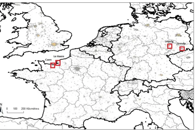 Figure 3 : Localisation des quatre terrains d'études 