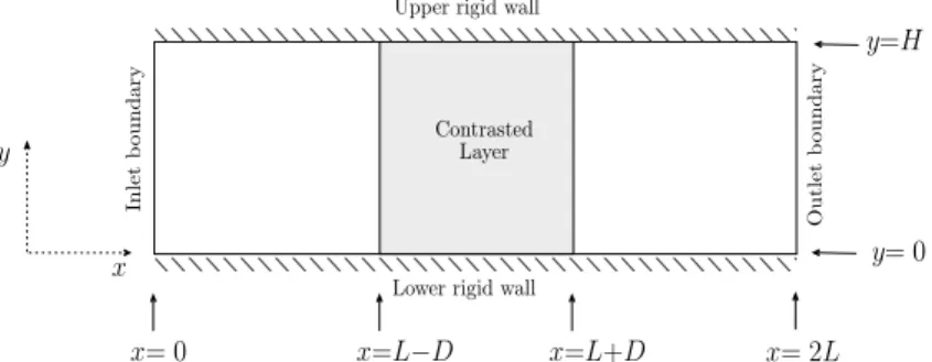 Figure 5: Geometry of the inhomogeneous dut with rigid walls.