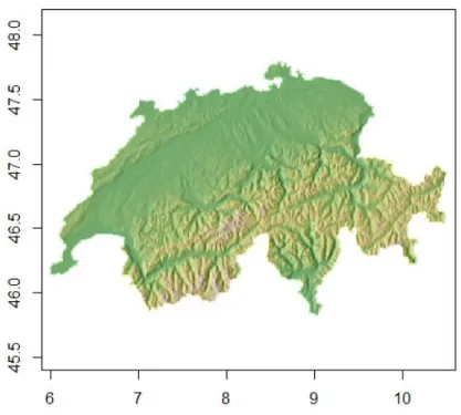 Figure 1: Switzerland elevation map (the scale is in meters)