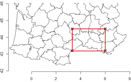 Figure 3: Study area of SAFRAN data subset.