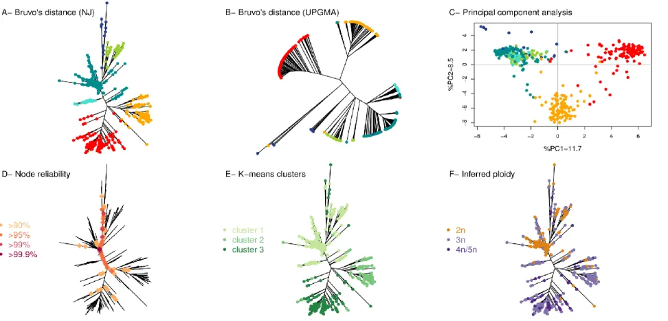 Figure  2.1.  B.  bruxellensis  population  clusters  identification  by  combining  different  tools  and  parameters