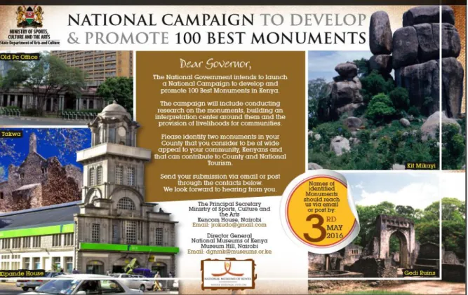 Fig 14: Publicity for the 100 Best Monuments   (Source: NMK) 