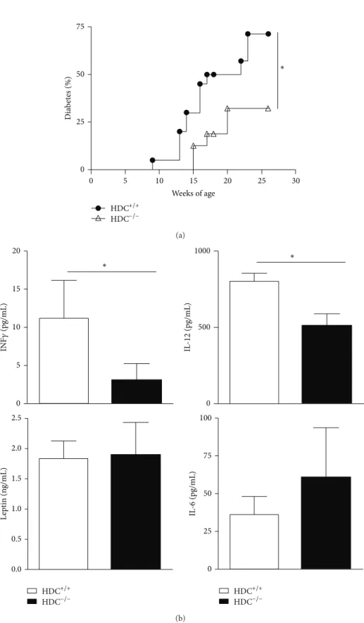 Figure 1: HDC −/− mice are partially resistant to the development of autoimmune diabetes