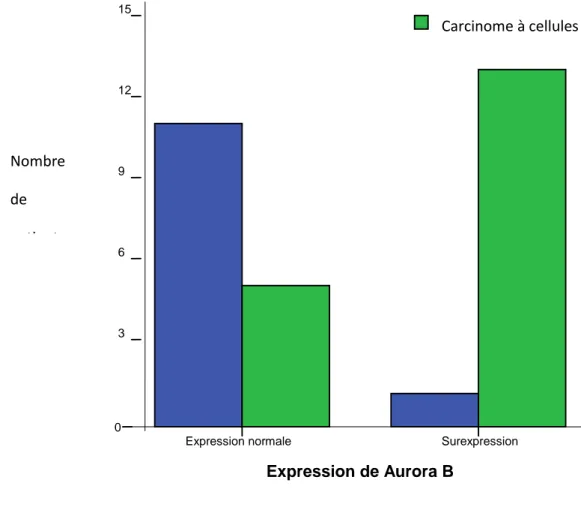 Figure 3 : Expression de Aurora B en fonction du sous type histologique 