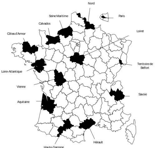Figure 1: Departments included in SPIRALE  Figura 1: Province incluse in SPIRALE 