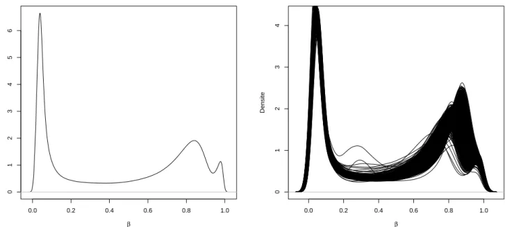 Figure 2.4 – Fonction de densité des β obtenue à partir des 588 échantillons analysés