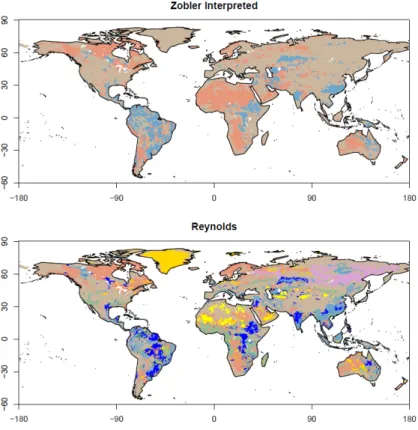 Figure 2.5 – Les cartes de texture du sol utilis´ees dans ORCHIDEE