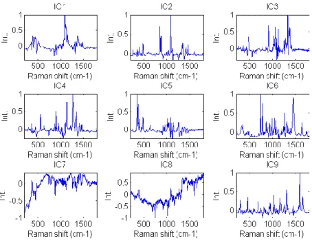 Figure III-4 Signals, S, of the ICA model. These signals correspond to the calculated signals (S) of a 9  ICs model