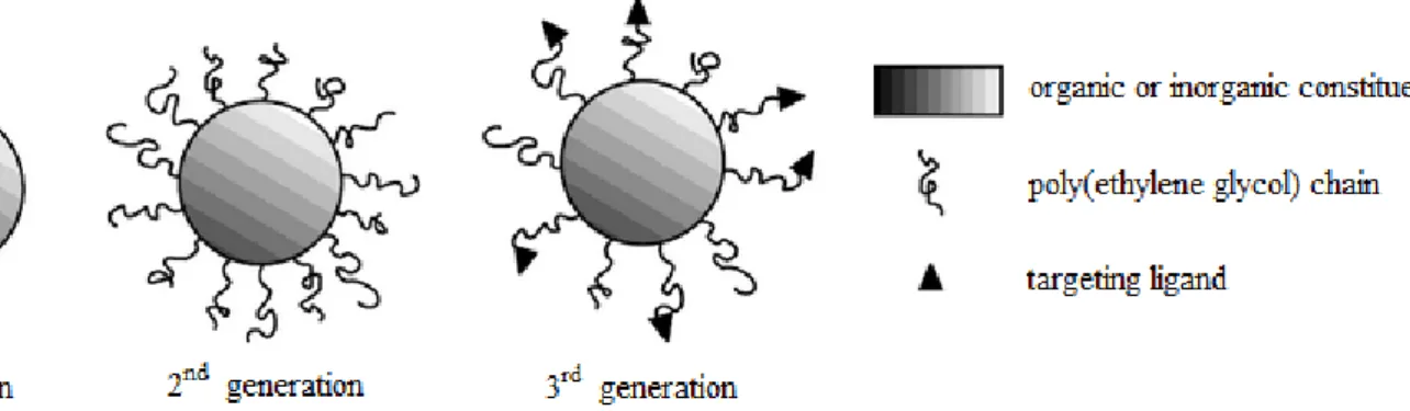 Figure 6 : Représentation des trois générations de nanosystèmes [119] 