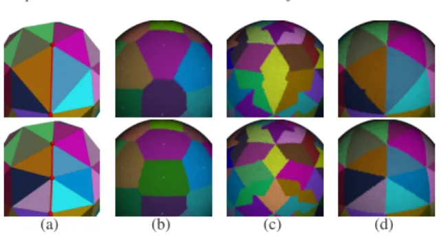 Figure 7: Mapping between the original mesh M and the reconstructed mesh M i . Top row : before edge insertion.