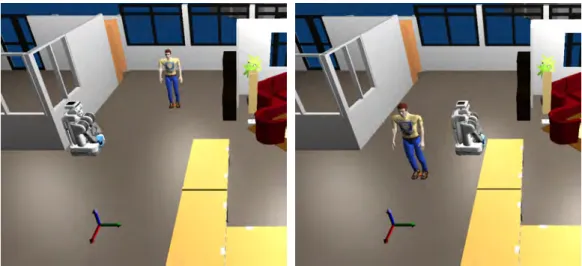 Figure 3.4 – A human-robot path crossing scenario created in MORSE simulator.