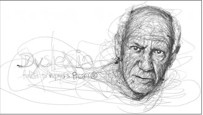 Figure 1.8 &#34;Dyslexia failed to repress Picasso&#34; dessin de Vince  Low, réalisé pour l'International Dyslexia Association