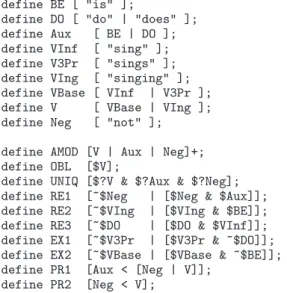 Fig. 2: Definition of a small example language.