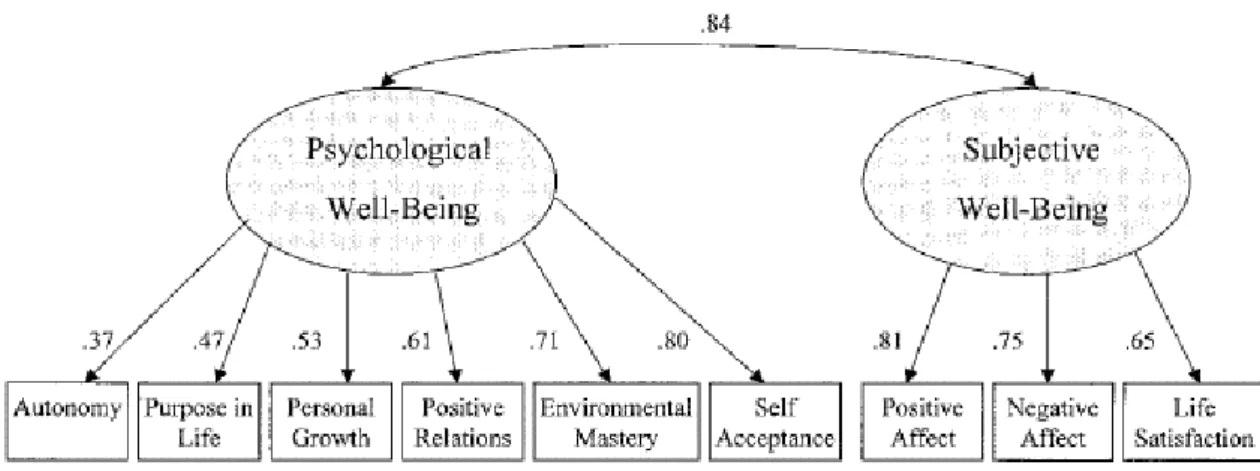 Figure 6 : Corrélation standardisées d’un modèle de bien-être unifié. 11