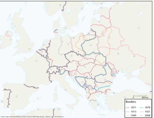 Figure 1: Palimpsest of boundaries in East Central Europe 