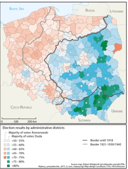 Figure 2: Electoral Map for the second round in the 2015 Polish presidential election    