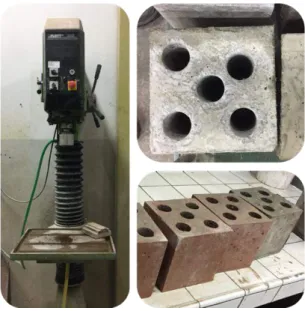 Figure 2.11 – At left, core drill FLOTT type M5 S/N 320201TR used to core the cylinder samples