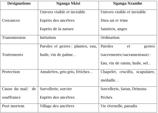 Tableau n°5 : Comparaison du Nganga Nkisi et Nganga Nzambé 