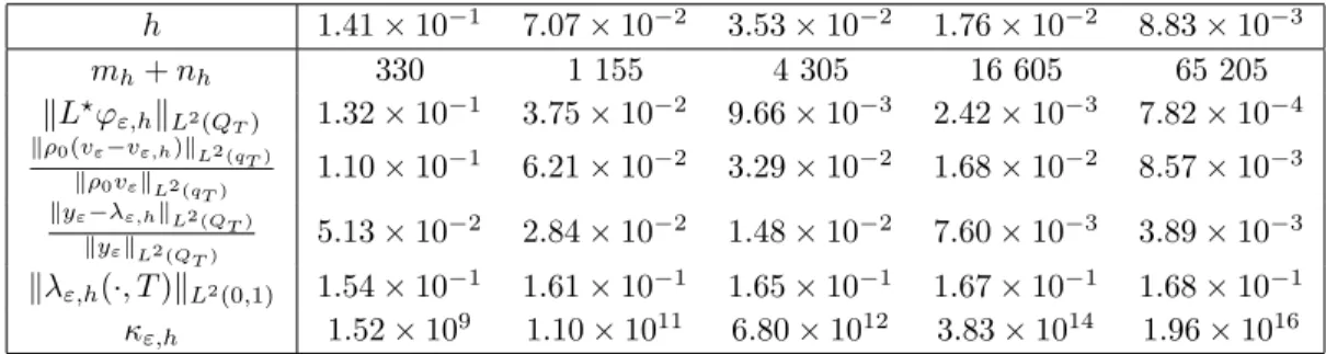 Table 5: Mixed formulation (16) - r = 1 and ε = 10 −2 with ω = (0.2, 0.5).