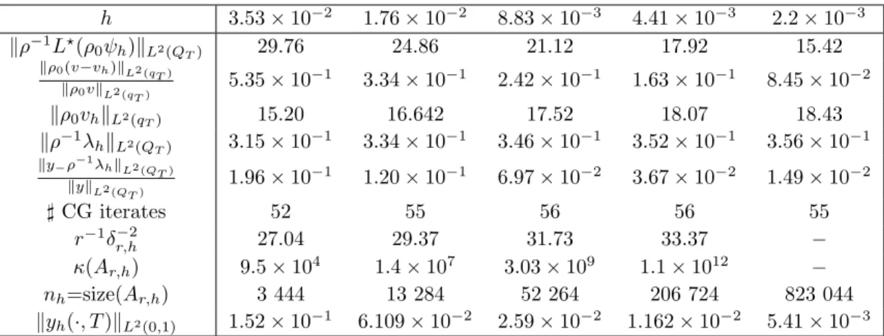 Figure 5 and Figure 6 depict over Q T the approximation y h := ρ −1 λ h and v h := ρ −1 0 ψ h 1 q T for h = 8.83 × 10 −3 