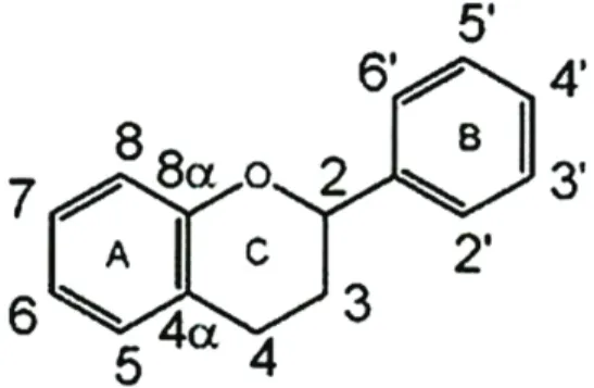 Figure 5. Structure and carbon numbering of flavonoids (Kennedy et al., 2006) 