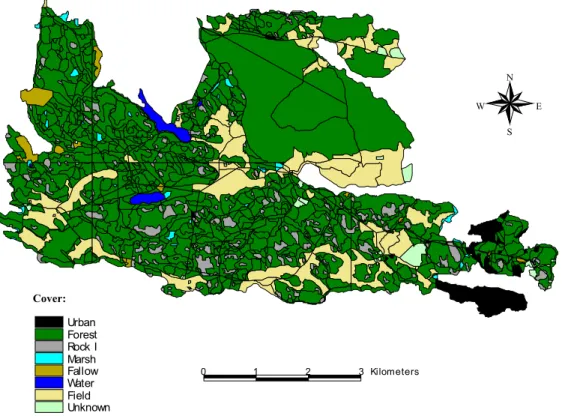 Figure 12. Map of the main habitat types at Bogesund.