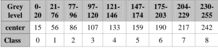 Fig. 2. patterns coded using general rank method  The  number  of  symbols  used  to  represent  the  grey  levels is limited to 9