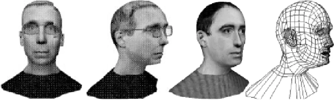 Fig. 2.4 { Un m^eme modele 3D adapte a deux visages dierents [BT]