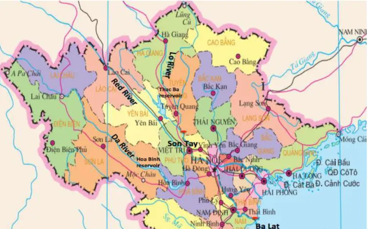 Figure 2.2: The Red River delta region in the North Vietnam. 