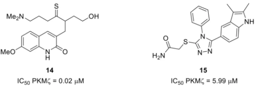 Figure 21. Structures and inhibitory potencies of PDMζ inhibitors 14 and 15.