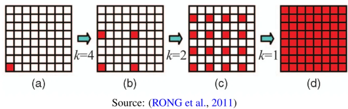 Figure 2.4: JFA: starts propagating the information from the seed (bottom left corner)