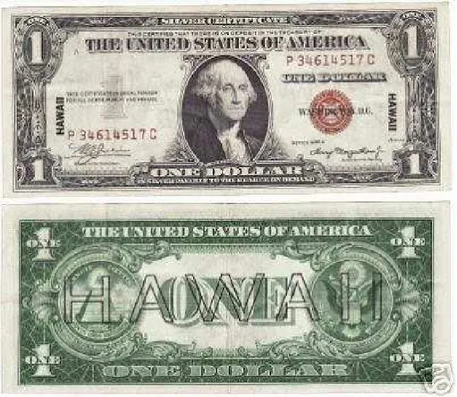 Fig. 4.1 Hawaii one dollar bill. Note the vertical inscriptions “Hawaii” on the upper figure and the large horizontal mark on the other side of the bill